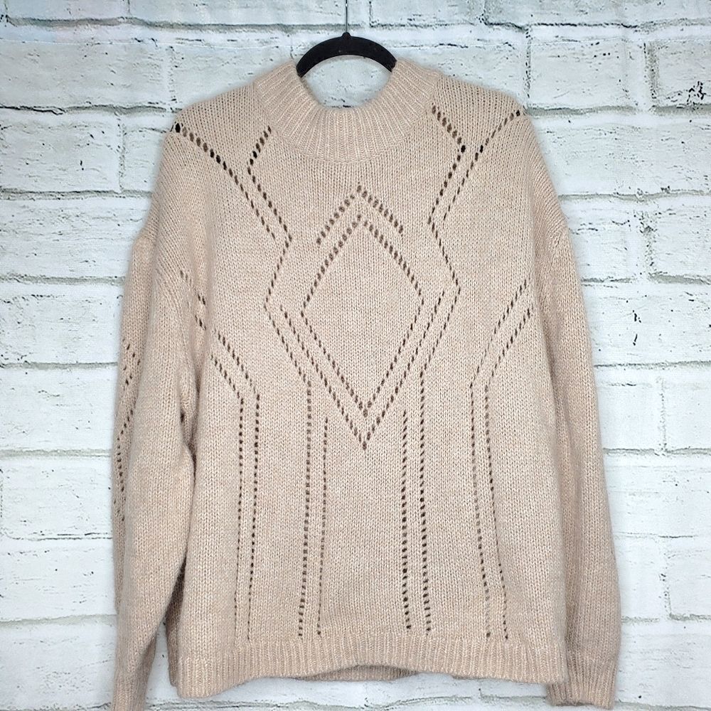 H&M loose knit sweater rose cream xolor
